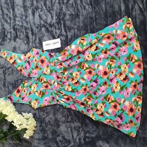 NWT OBOE Aqua Flora sleeveless dress